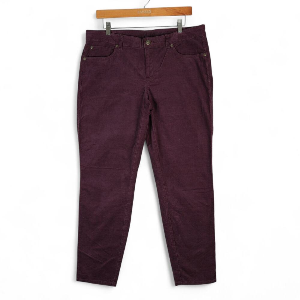 Gap Jeans Womens 12 Dark Maroon Premium Stretch Skinny Ankle Corduroy Mid Rise